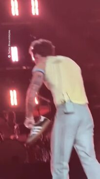 Harry Styles Does A 'Shoey' On Stage