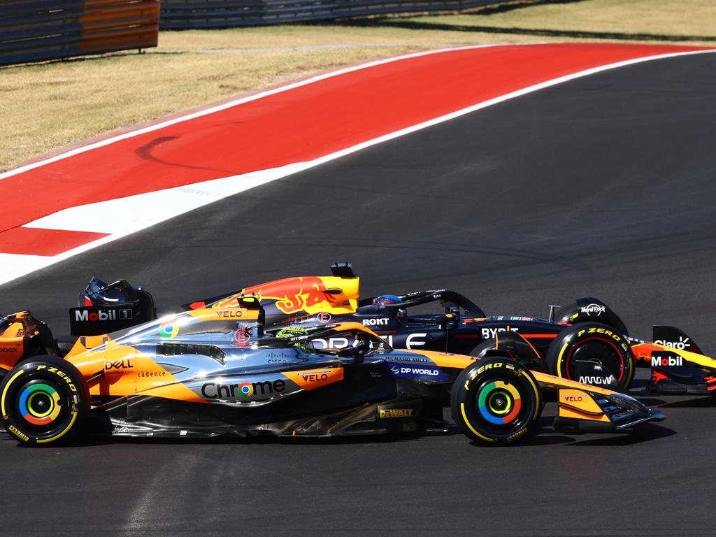 Max Verstappen and Lando Norris had a tense battle. Picture: Getty Images