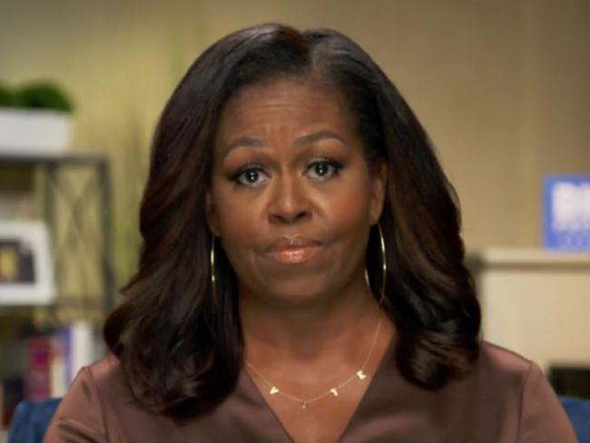 Former First Lady Michelle Obama tore into President Donald Trump, saying he was “not up to this job” and was “clearly in over his head”. Picture: AFP