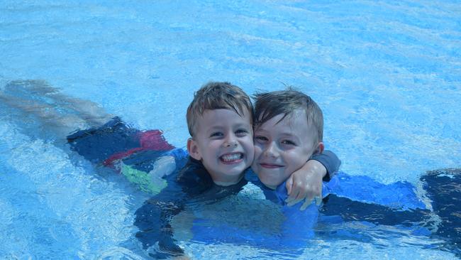 Cannon Valley's Luca Weeks, 5, and Saxon Weeks, 9 enjoying a dip at Proserpine pool in February 2019. The pool complex includes a water park popular with families.