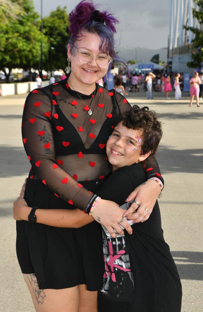 Socials at Pink convert at Townsville's Queensland Country Bank Stadium. Rachelle Petersen and Xavier Tsakissiris, 10. Picture: Evan Morgan