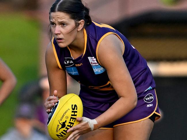 CollegiansÃ #58 during the VAFA Womens Collegians v Coburg football match in St Kilda, Saturday, May 13, 2023. Picture: Andy Brownbill