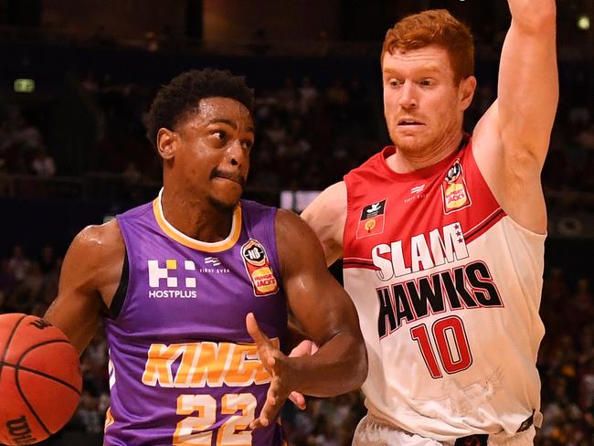 Sydney Kings guard Angus Glover during his days with the Illawarra Hawks. Picture: AAP Image/Dean Lewins.