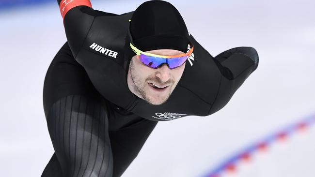 New Zealand's Peter Michael competes during the men's 5,000m speed skating. Picture: AFP