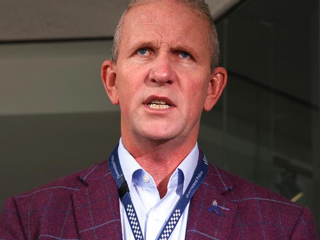 Queensland Police Unit President Ian Leavers speaking to the media after last nights police involved shooting at the Kingaroy Hospital. Saturday 10th August 2024 Picture David Clark