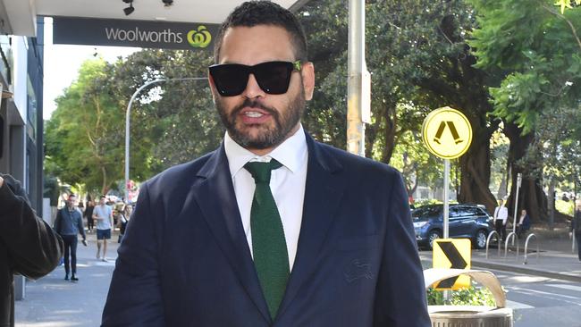 Greg Inglis arrives at South Sydney headquarters where it is expected he will announce his immediate from rugby league. Picture: AAP