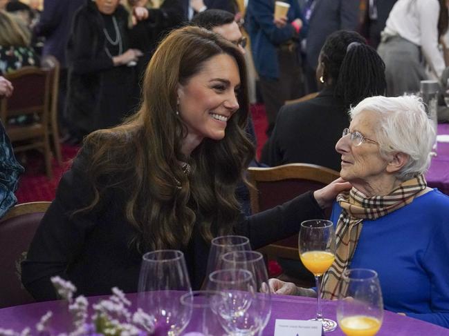 Catherine, Princess of Wales talks with Yvonne Bernstein at a ceremony to commemorate Holocaust Memorial Day and the 80th anniversary of the liberation of Auschwitz-Birkenau. Picture: Getty Images