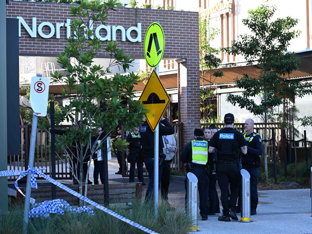 Police respond to the brawl at Northland on Sunday. Picture: Josie Hayden