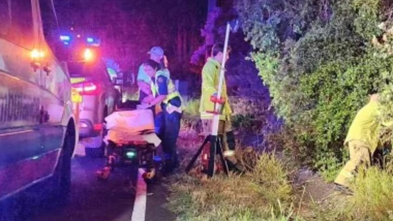 A male in his teens was transported in a serious condition to Sunshine Coast University Hospital with a head injury following a motorcycle crash on Menary Road at 8.29pm.