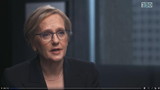 In questions to John Pesutto, ABC 7.30 host Sarah Ferguson referred to British activist Kellie-Jay Keen as ‘a woman with Neo-Nazi and far right associations’. Picture: ABC