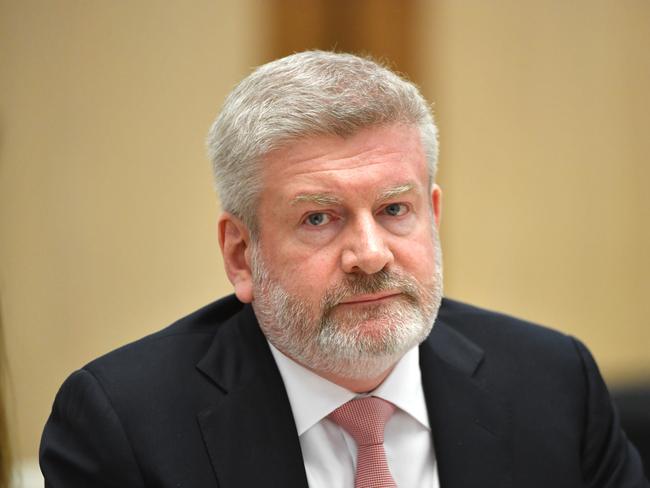 Minister for Communications Mitch Fifield during Senate Estimates at Parliament House in Canberra, Tuesday, October 24, 2017. (AAP Image/Mick Tsikas) NO ARCHIVING