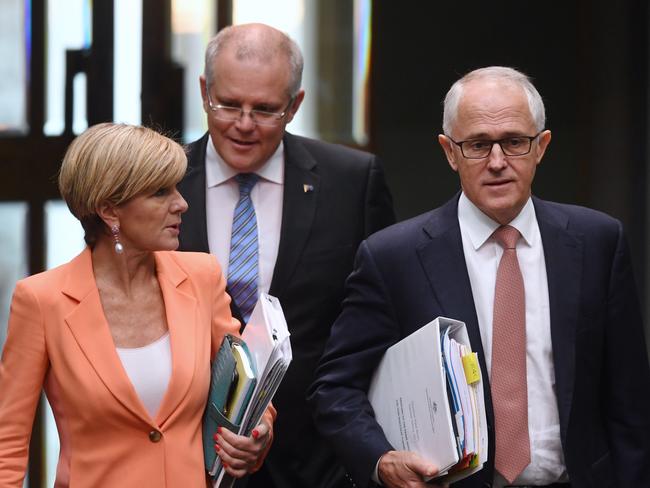 Australia's Foreign Minister Julie Bishop and Scott Morrison have also been mentioned as possible future leaders as the Government continues to be hammered in the polls. Picture: AAP