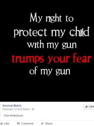 Gun slogan ... Jamie Gilt’s pro gun messages. Picture: Jamie Gilt for Gun Sense/Facebook
