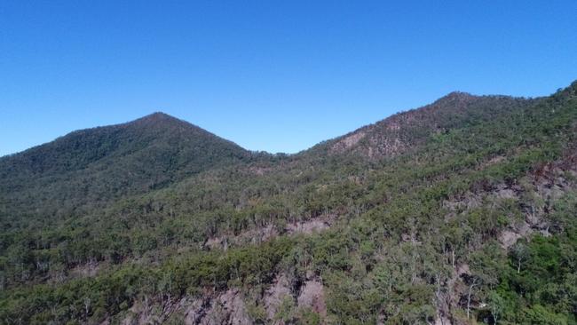 The twin peaks of the Finch Hatton mountainside that will form the first two trail starting points of the Pioneer Valley Mountain Bike Trail. Picture: Heidi Petith