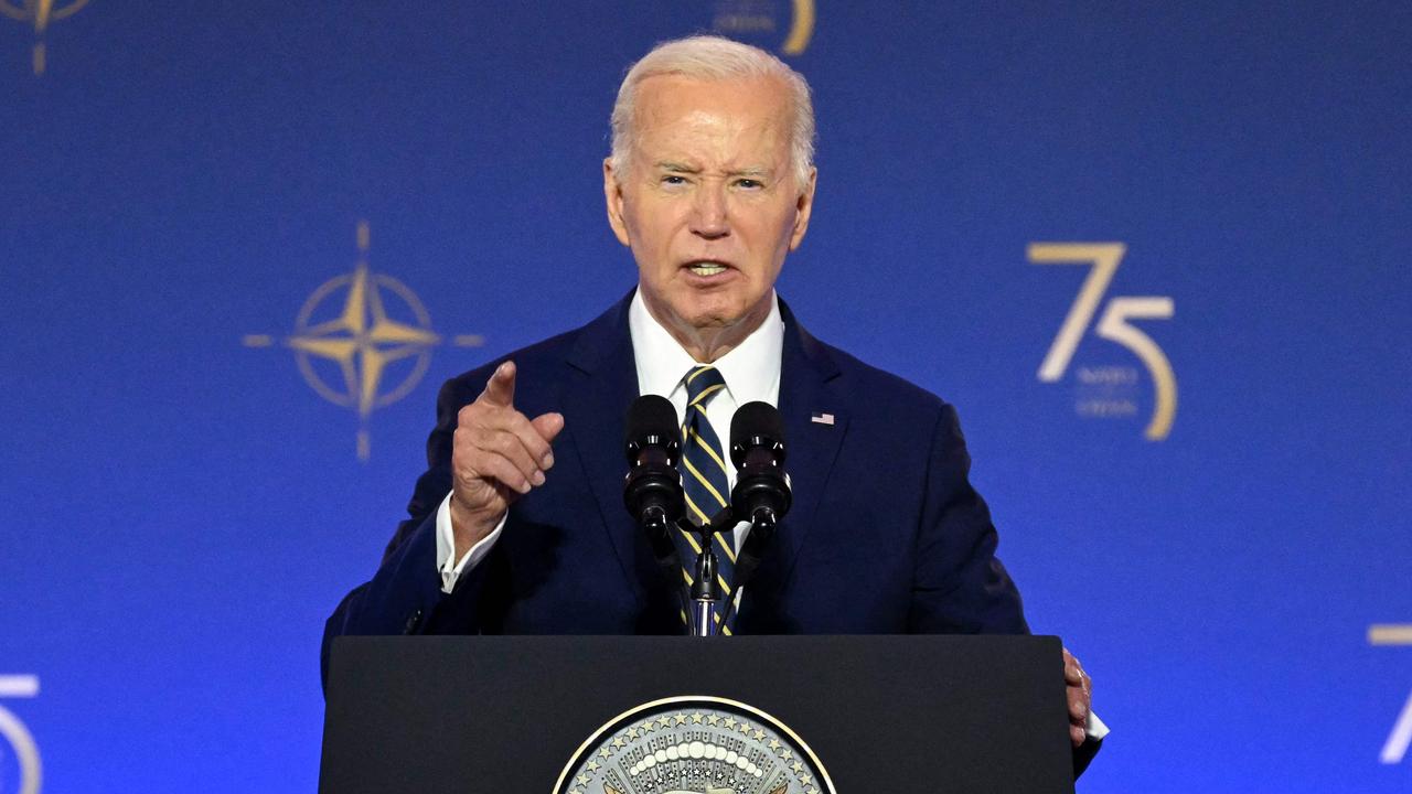 US President Joe Biden speaks during the NATO 75th Anniversary. Picture: AFP