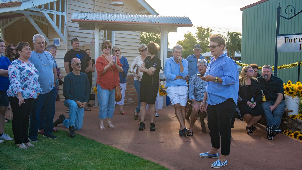 Forest Hill trivia night spokeswoman Jane O'Shannessy speaking with friends and family of the late Sjaan Van Ansem. Photo: Pixali Photography.