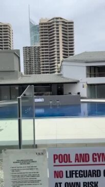 The pool area at the top of The Mark, Surfers Paradise a day after two men lost their lives in a drowning incident. 