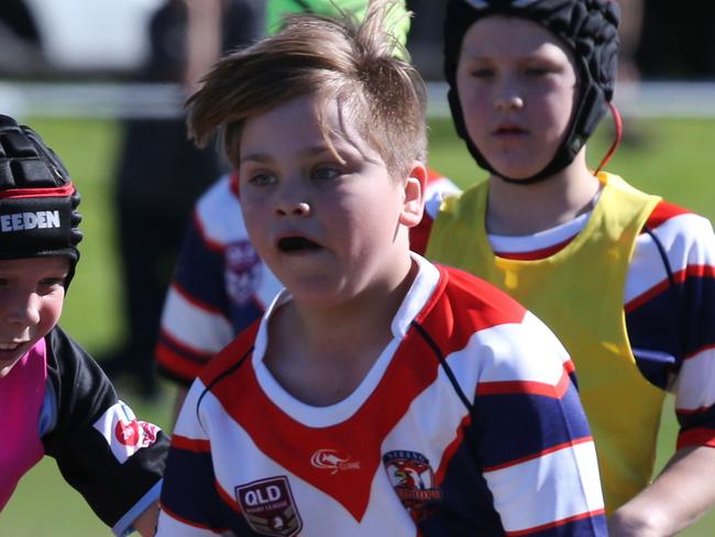 The Nerang Roosters Blue team will play Beaudesert Kingfishers  in an under-10 junior rugby league game at Glennon Park, field 2, at 9.20am. Can we please get a gallery of images from it. Nerang Player No. Beaudesert player No.Pic Mike Batterham