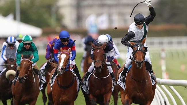 Boom Time wins last year’s Caulfield Cup, which will see its prizemoney increase to $5 million. Picture: Alex Coppel