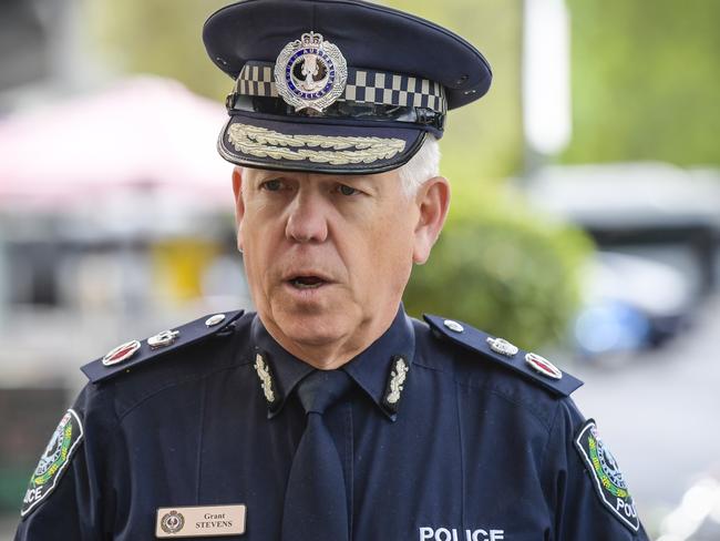 Wednesday SEPTEMBER 20 2023Police Commissioner Grant Stevens at a press conference outside 5AA building.Picture:  Roy VanDerVegt