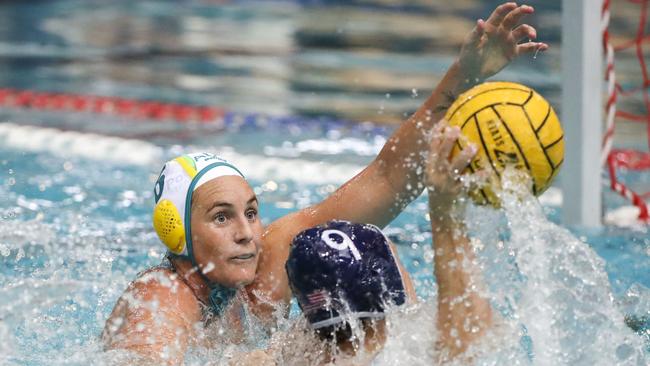 Triple Olympian Bronwen Knox playing for Australia late last month. She now spearheads the Thunder. (AAP Image/Glenn Hunt)