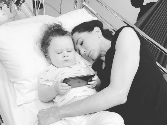 Clarke's daughter Kelsey Lee was admitted to hospital in February, pictured with mum Kyly. Picture: Instagram