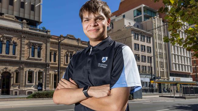 Young Australian of the Year nomination for SA and one of the winners of The Advertiser’s 2024 Teen Parliament scholarship, Denzel James. Picture: Ben Clark