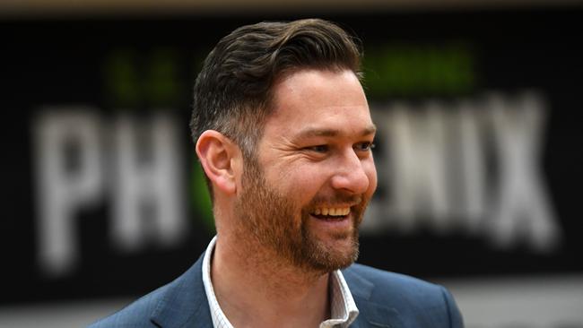 Melbourne Phoenix general manager Tommy Greer speaks to the media during a press conference at the State Basketball Centre, Melbourne, Monday, September 30, 2019. (AAP Image/James Ross) NO ARCHIVING