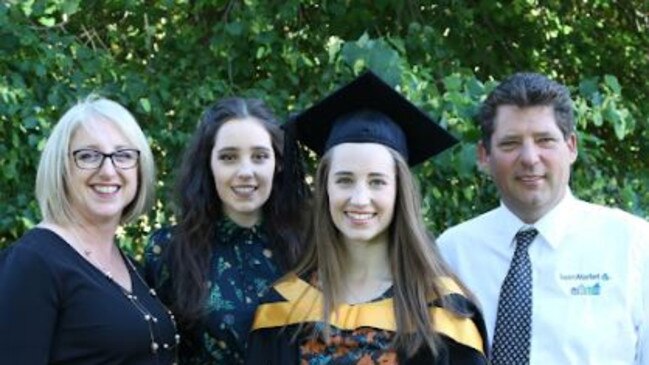 Justine Barwick (left) with her family Kate Barwick, Sarah Barwick and Craig Barwick. Picture: Supplied