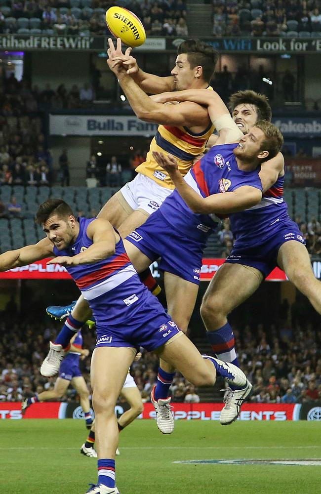 Taylor Walker gets a lot of attention up forward. Photo: George Salpigtidis.