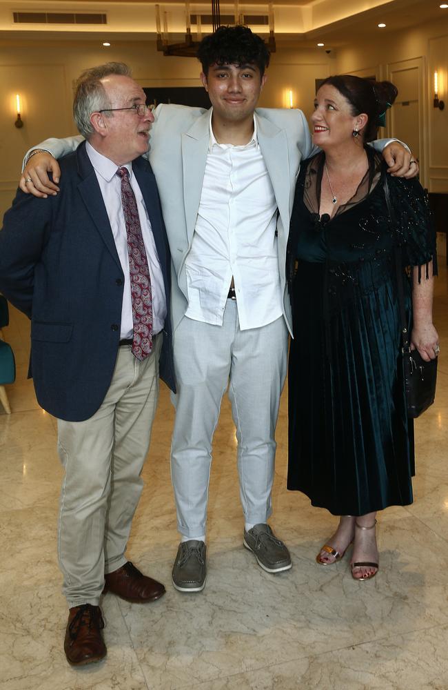 Student Kel Tredinnick with his uncle Andrew Tredinnick and mother Steph Tredinnick. Picture: John Appleyard