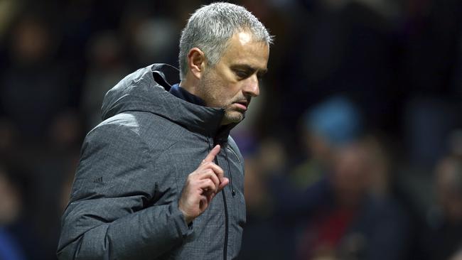 United manager Jose Mourinho gestures.