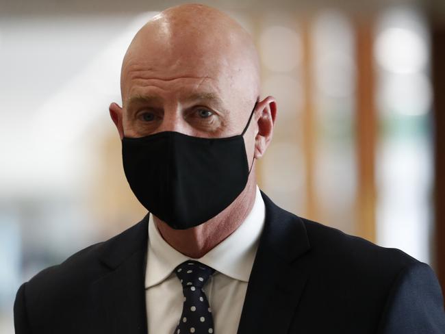 Premier Peter Gutwein wears a mask. Picture: Zak simmonds