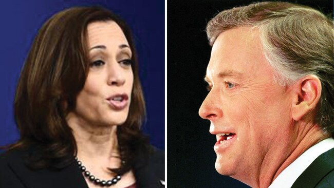 US vice president Kamala Harris, left, and former vice president Dan Quayle, right. Pictures: AFP