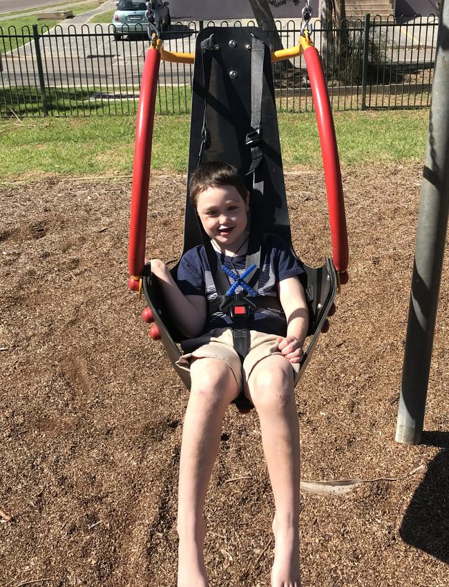 Archie enjoying the liberty swing at Shaun Brinklow Park