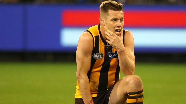 Sam Mitchell after Hawthorn’s semi-final loss. Picture: George Salpigtidis