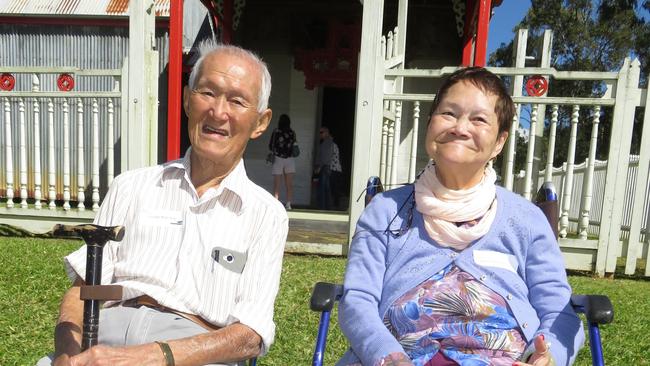 George and Kwai Wah Day of Gordonvale outside the Hou Wang Chinese Temple during the Quock and Mary Lin Ding family reunion at Atherton Chinatown. Picture: David Anthony