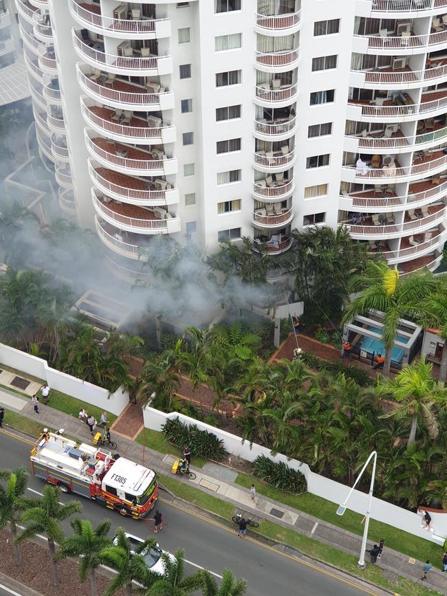 Fire at the Alpha Sovereign Hotel in Surfers Paradise.