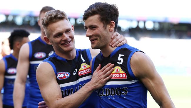 Bulldogs Adam Treloar and Josh Dunkley can both post big scores in KFC SuperCoach. Picture: Michael Klein