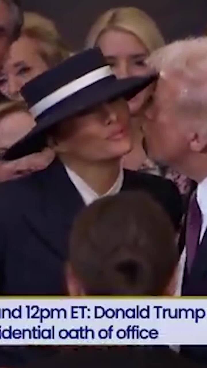 Melania's wide brimmed hat fends off Trump kiss