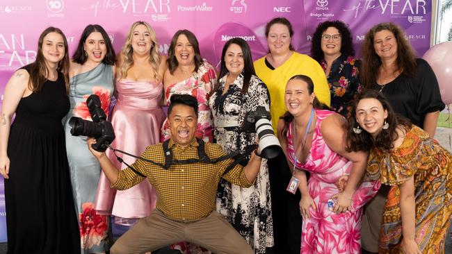 NT News and Adelaide Advertiser staff at the 2025 NT News Woman of the Year Awards. L-R: Elli Pisani-Turtur, NT News Deputy Editor Katie Hall, NT News Editor Melanie Plane, General manager Kirsten Porteous, Managing Director SA, NT and WA Melissa Librandi, Adelaide Advertiser Editor Gemma Jones, Belinda Dunn, Tiina Urvet, Pema Tamang Pakhrin (front), Stephanie Hanlon (front right) and reporter Lottie Hood.
