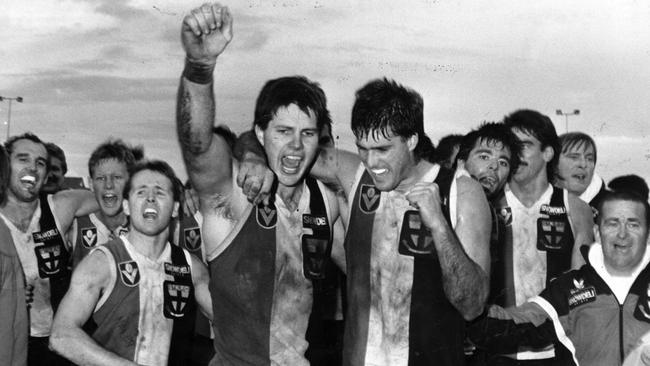 St Kilda Football Club captain Frawley after a win against Geelong in 1988.