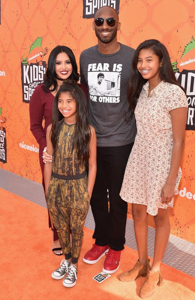 Kobe Bryant with wife Vanessa and daughters, Gianna and Natalia. Picture: Getty Images