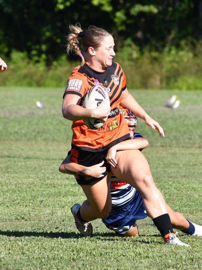 The Herbert River Crushers Women’s team drew 20-20 with Townsville Brothers in a hard-fought contest in Ingham on Saturday. Picture: Cameron Bates