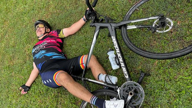 Robert Lee after a challenging training session with coach Naomi Ballard. He will be riding in the 2025 Tour de Cure signature tour. Photo: Contributed