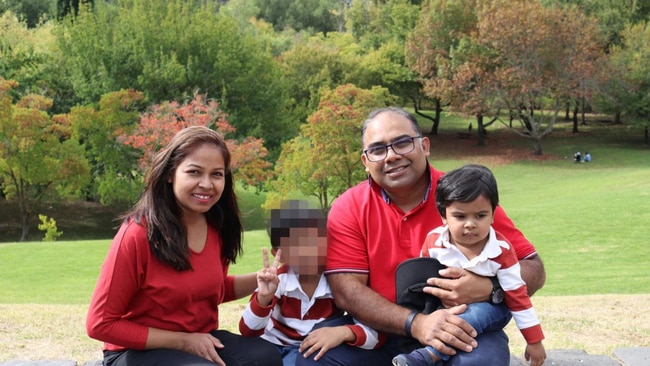 Arikh Hasan, three, pictured with older brother, his mother Marzia and father Newaz. The toddler died when his father forgot to take him to daycare in 2023. Image: Facebook