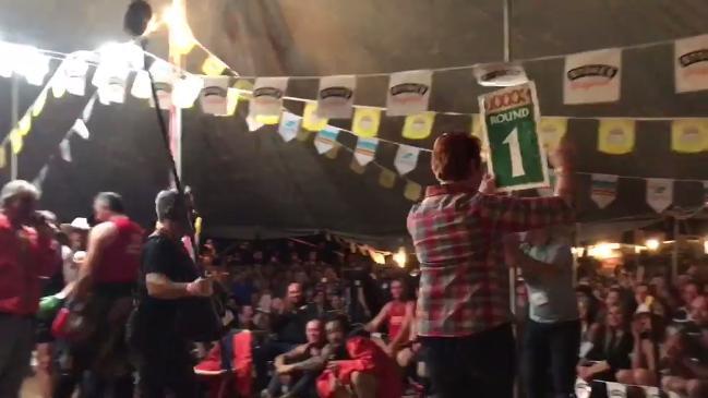 Fred Brophy boxing tent with Pauline Hanson in Birdsville