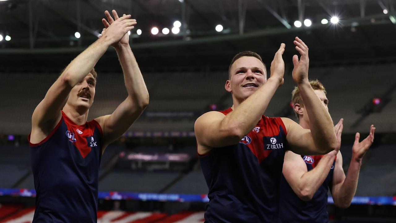 Jake Lever and Steven May have formed an unstoppable partnership in defence. Picture: Michael Klein