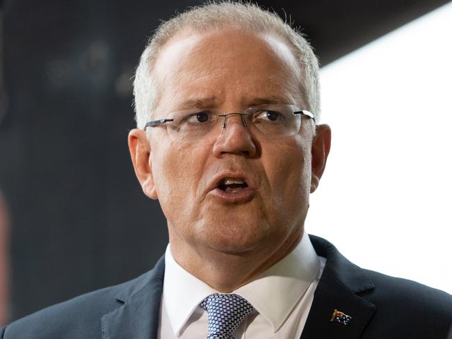 Australian Prime Minister Scott Morrison talks to the media during a visit to BAE Systems in Perth on Thursday, March 7, 2019. Mr Morrison is expected to spend his WA visit campaigning in at-risk Liberal-held seats - Pearce, Swan, Canning and Stirling - and also in Cowan, held by Labor?s Anne Aly. (AAP Image/Richard Wainwright) NO ARCHIVING