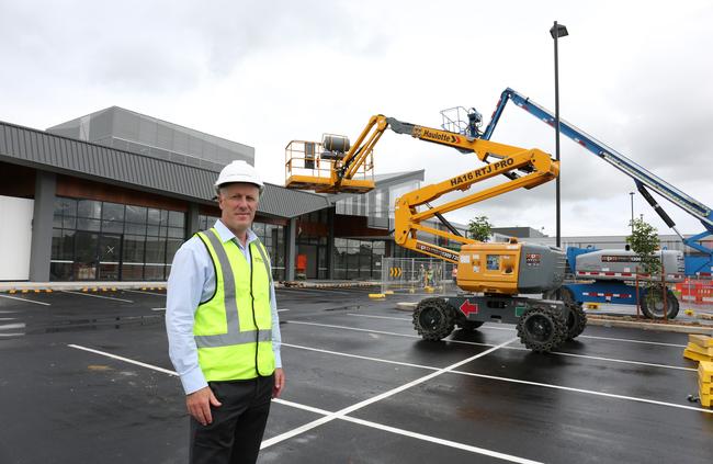 Dart West Retail general manager Brad Page in front of the highly-anticipated Gregory Hills Town Centre. Picture: Robert Pozo